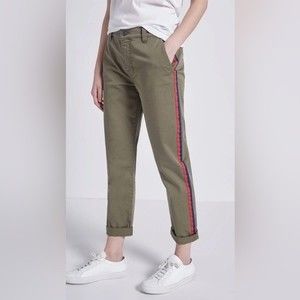 Current/ Elliott The Side Stripe Confidant Pants Clean Army Crop size 27